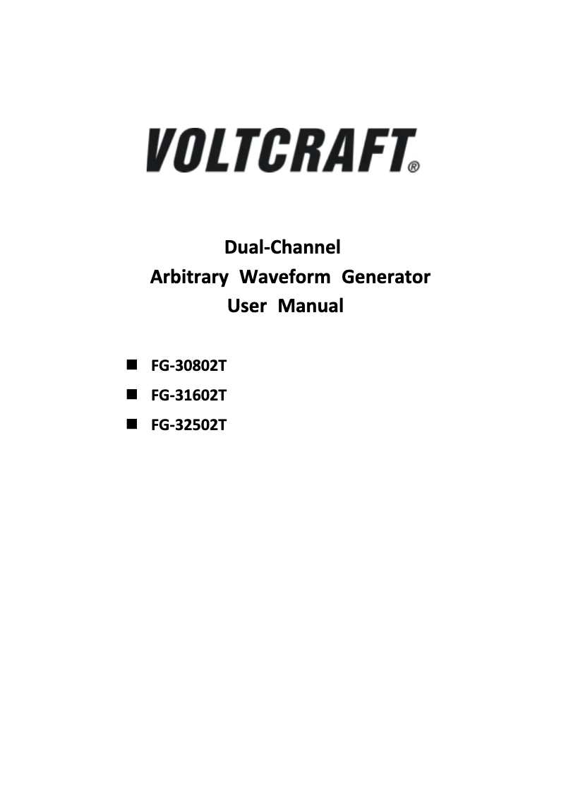 Page 1 de la notice Manuel utilisateur Voltcraft FG-30802T