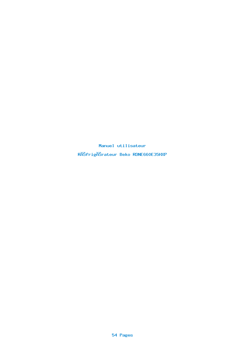 Page 1 de la notice Manuel utilisateur Beko RDNE660E35HXP