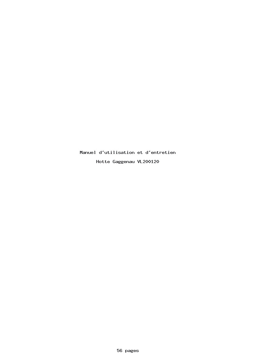 Page 1 de la notice Manuel d'utilisation et d'entretien Gaggenau VL200120