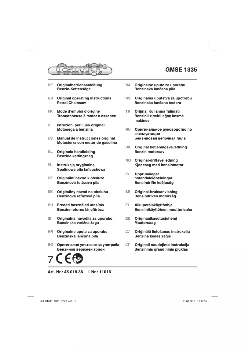 Página 1 del manual Manual de usuario Gardol GMSE 1335