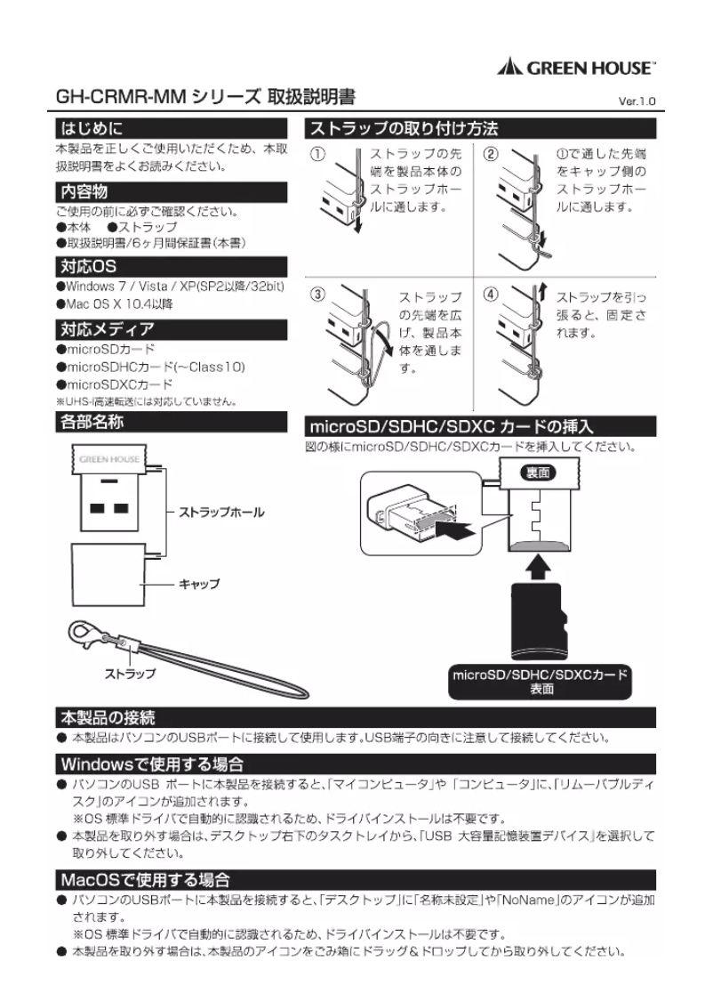 Page 1 de la notice Manuel utilisateur Green House GH-CRMR-MMW