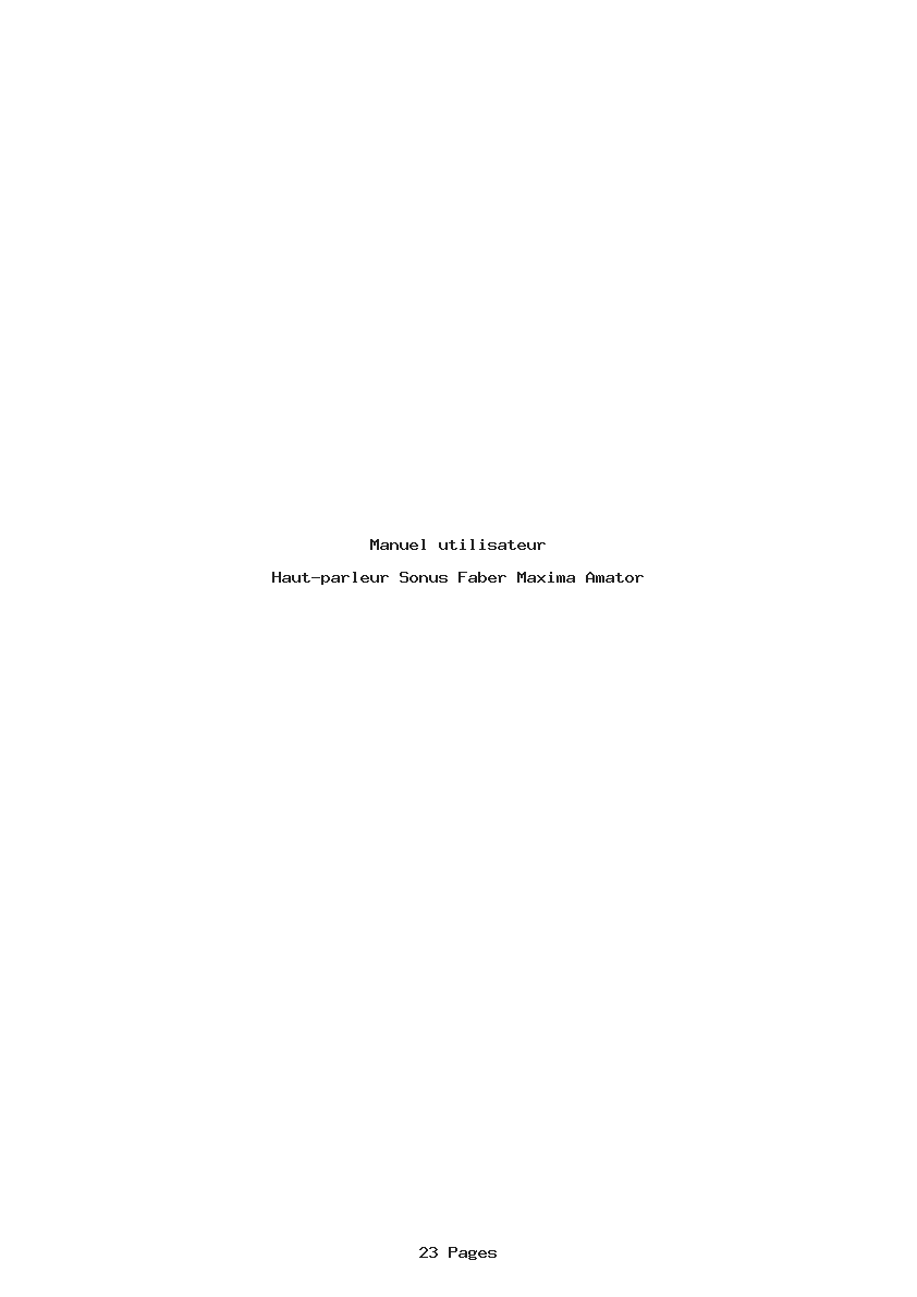 Page 1 de la notice Manuel utilisateur Sonus Faber Maxima Amator