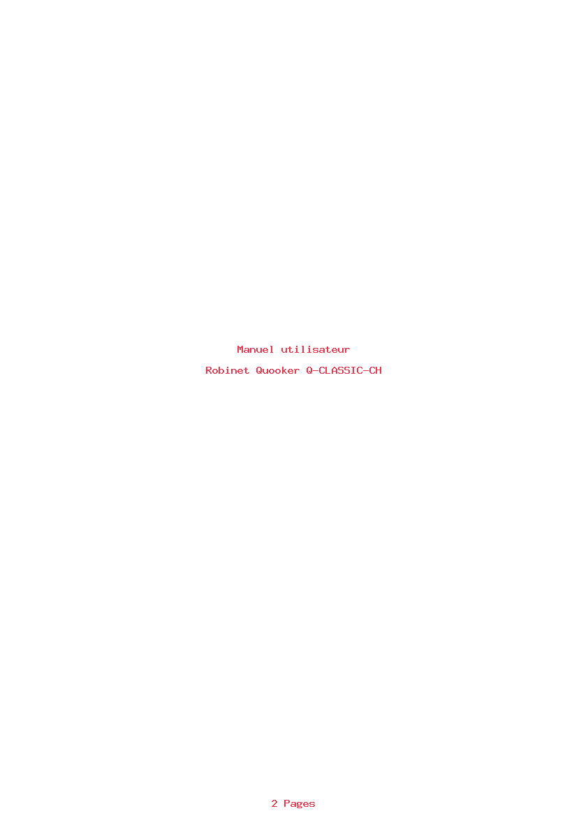 Page 1 de la notice Manuel utilisateur Quooker Q-CLASSIC-CH