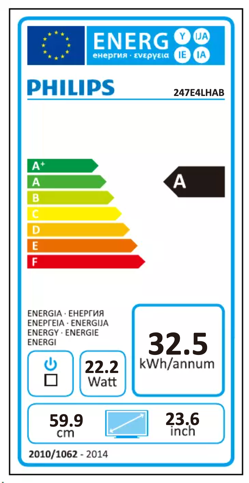 Page n°1 - Label énergétique Philips 247E4LHAB