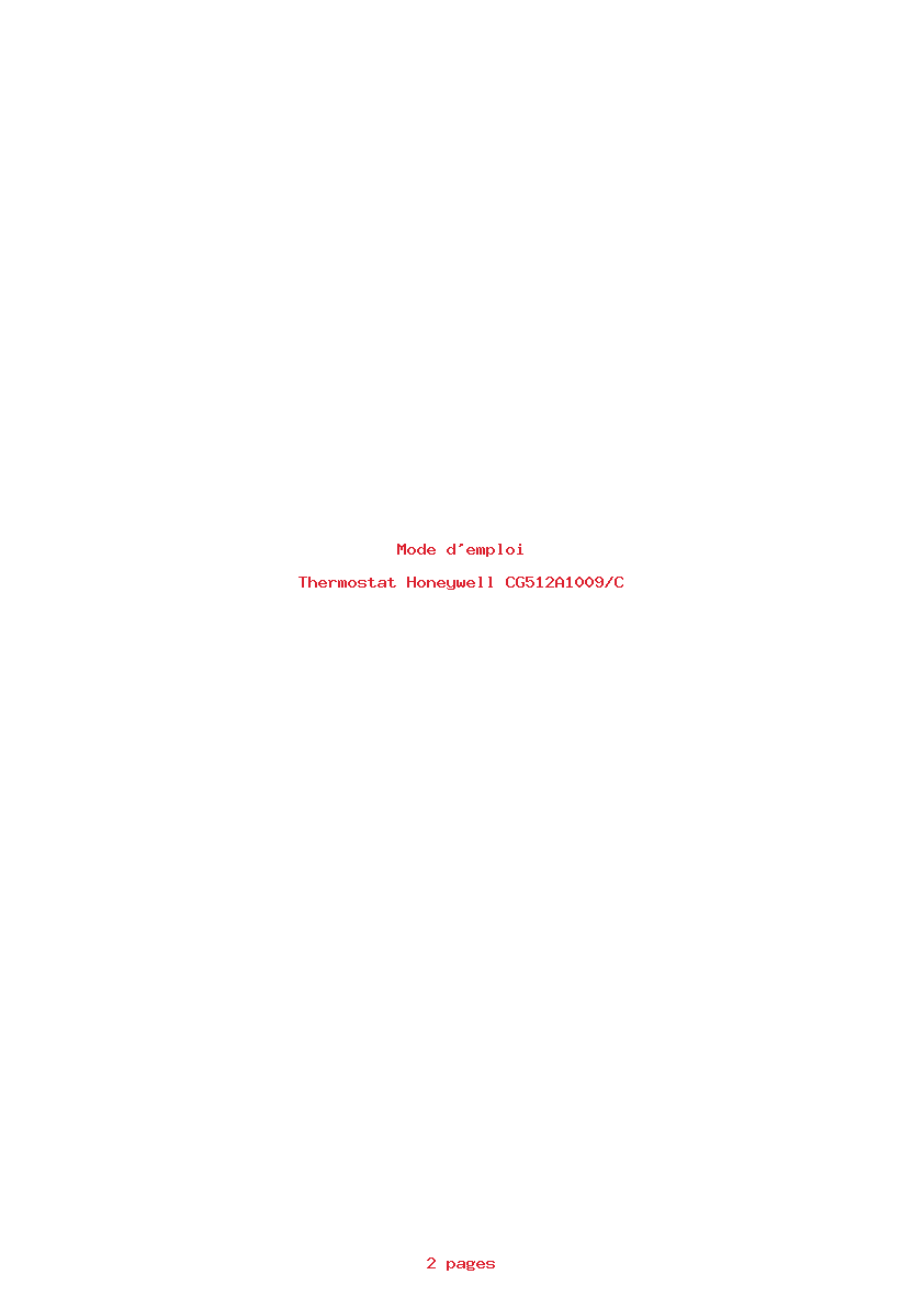 Page 1 de la notice Mode d'emploi Honeywell CG512A1009/C