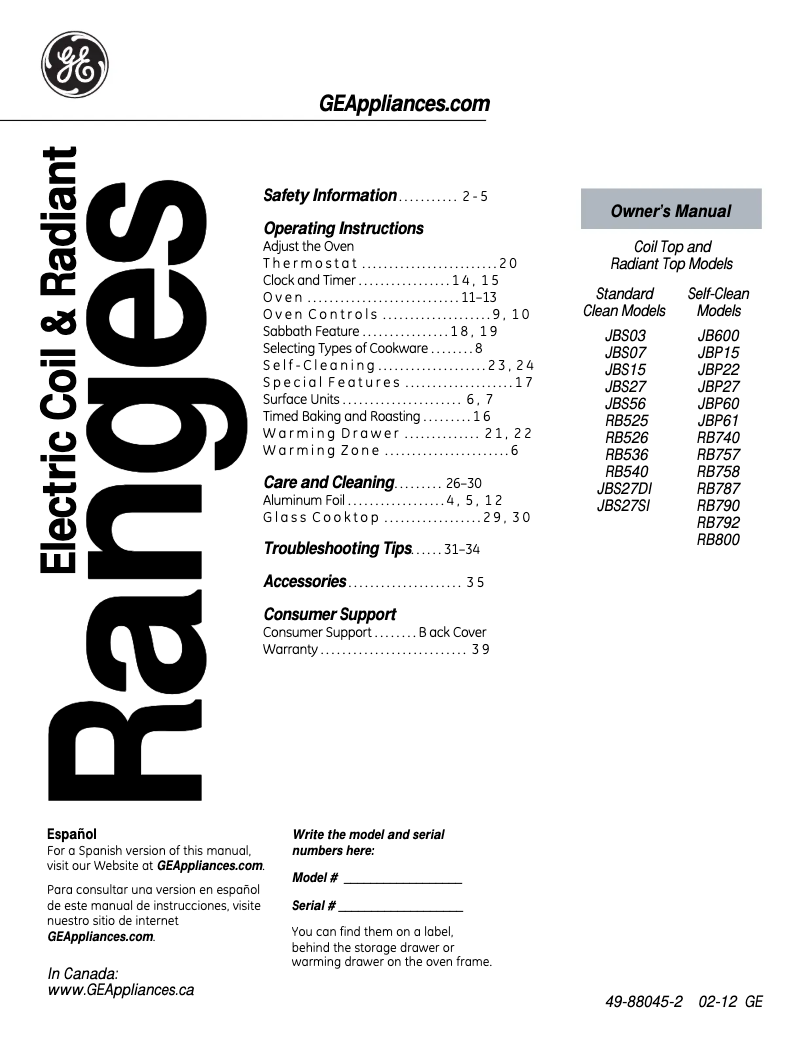Page 1 de la notice Manuel d'utilisation et d'entretien Hotpoint RB758DPWW
