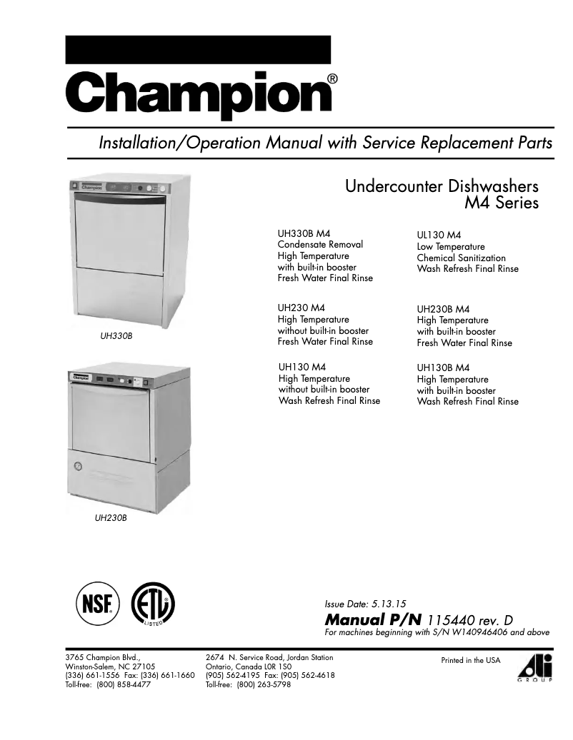 Page 1 de la notice Manuel utilisateur Champion UH330B M4