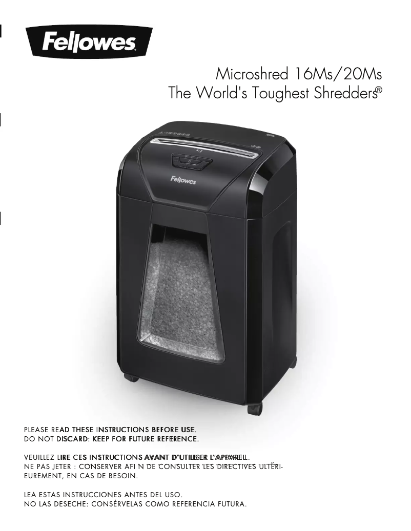 Page 1 de la notice Manuel utilisateur Fellowes MicroShred 20Ms