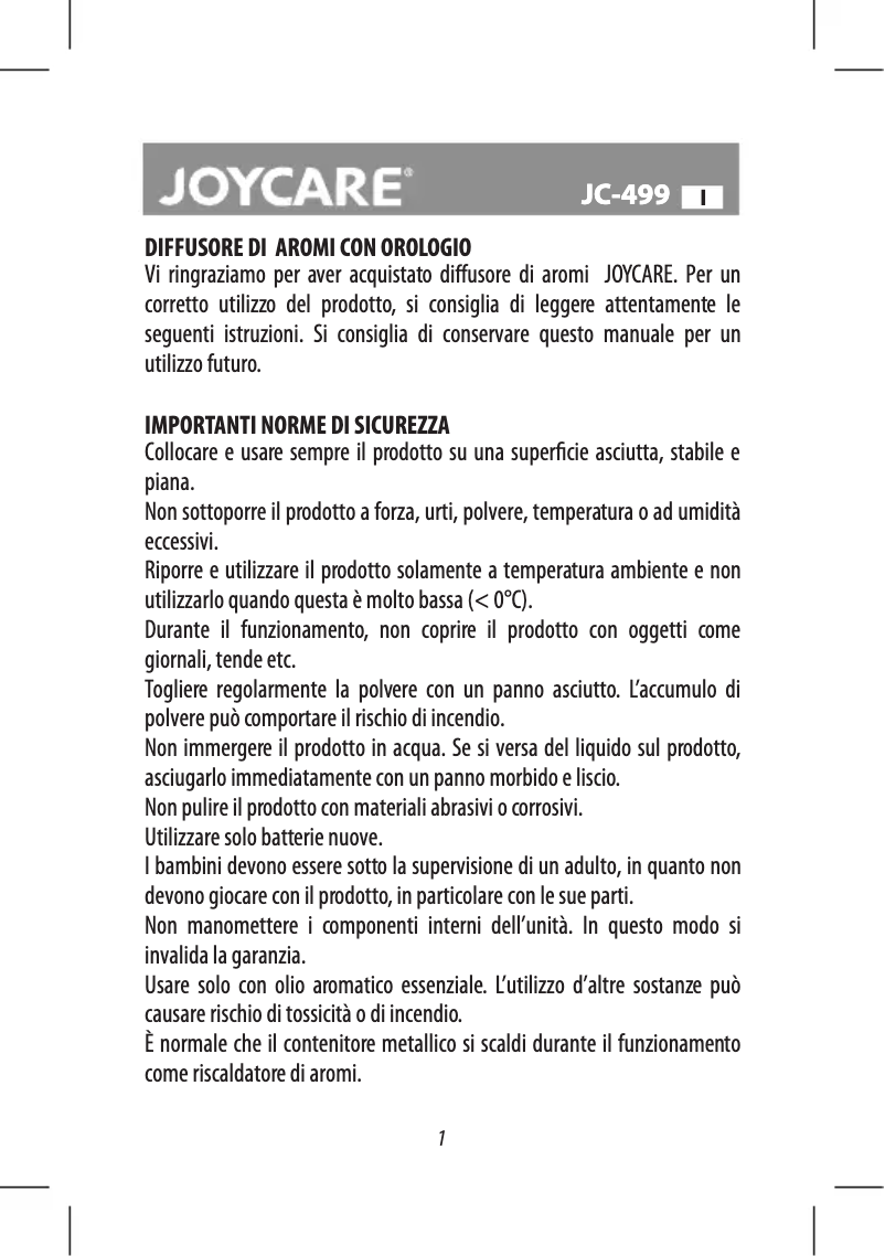 Página 1 del manual Manual de usuario Joycare JC-499