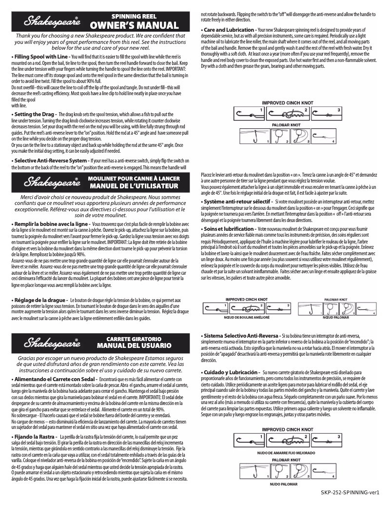 Page 1 de la notice Manuel utilisateur Shakespeare Lady Glacier Ice