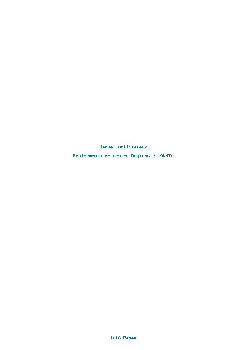 Page 1 de la notice Manuel utilisateur Daytronic 10K4TA