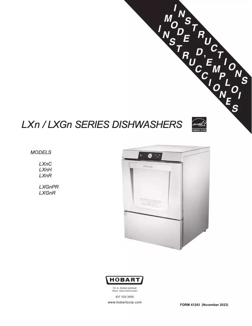 Page 1 of the manual User Manual Hobart LXGnPR