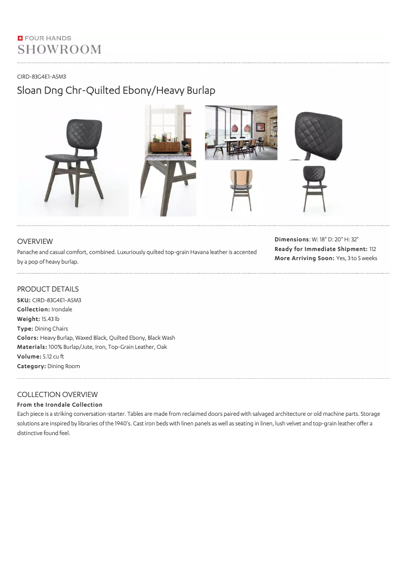 Page 1 de la notice Manuel utilisateur Four Hands CIRD-83H5E1-G2A5