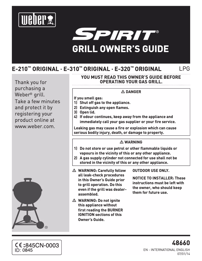 Page 1 de la notice Manuel utilisateur Weber E-320