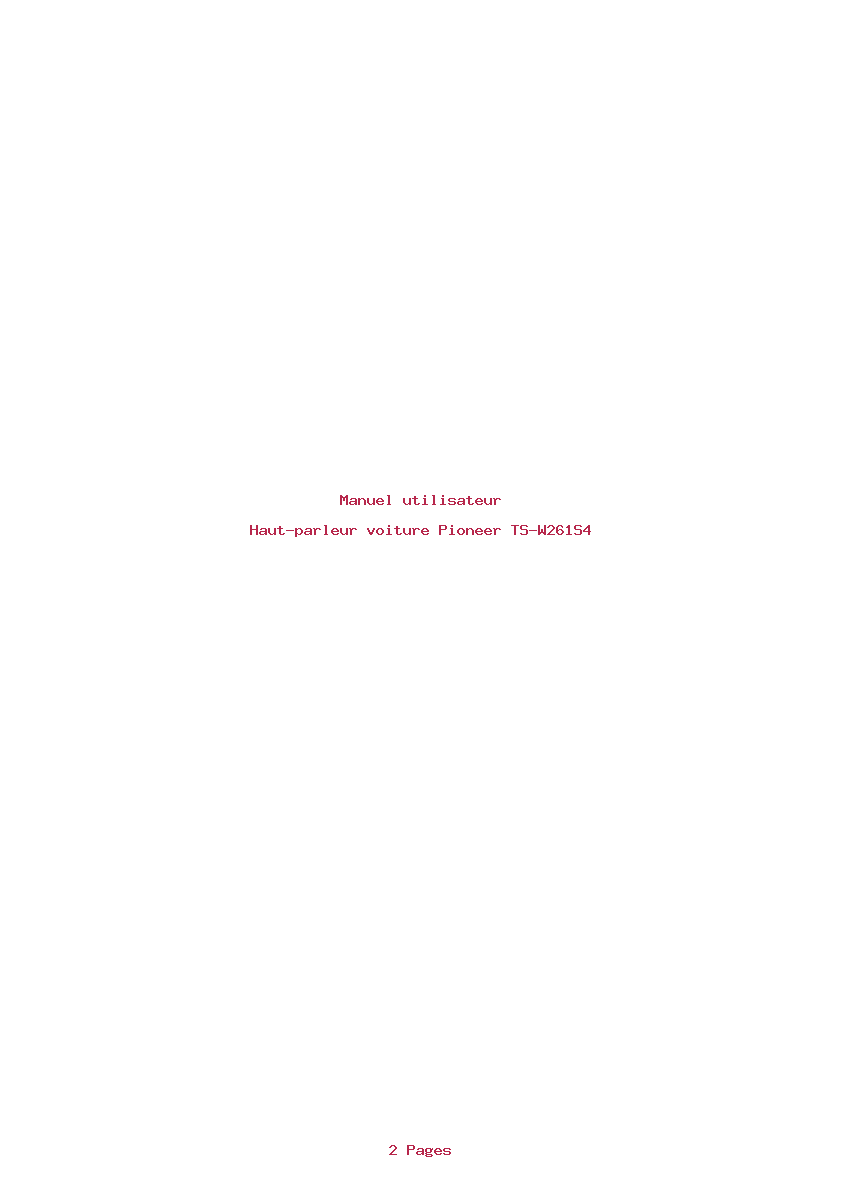Page 1 de la notice Manuel utilisateur Pioneer TS-W261S4