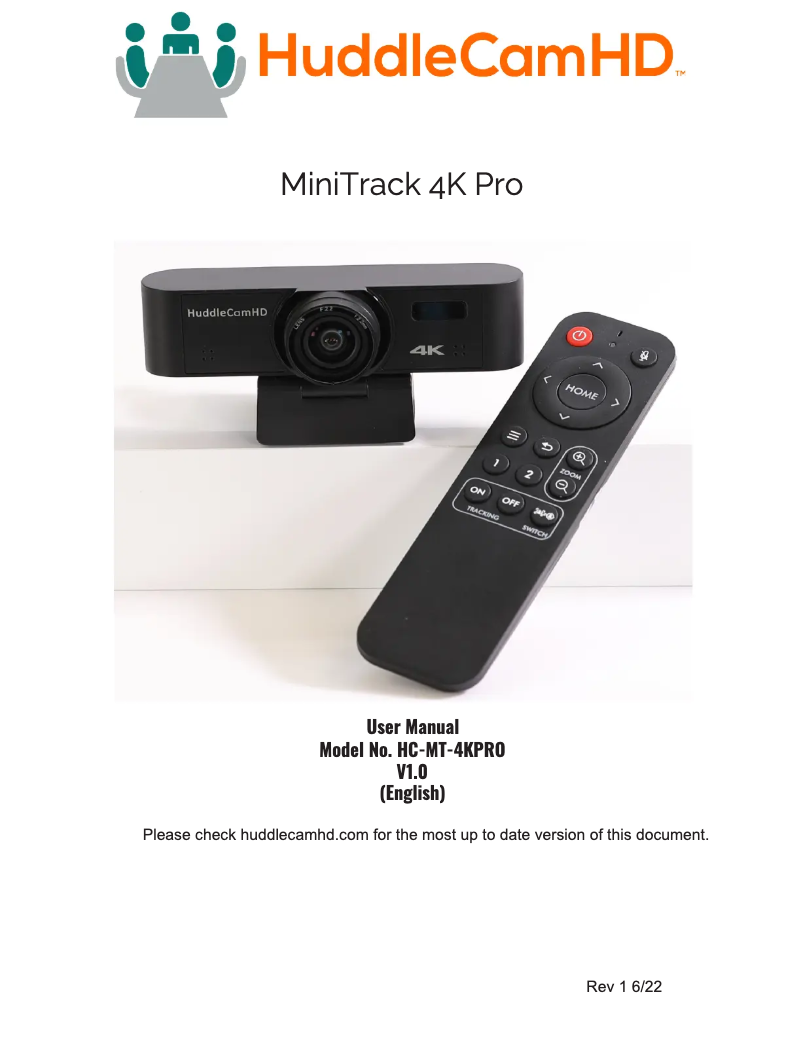 Page 1 de la notice Manuel utilisateur HuddleCamHD MiniTrack 4K Pro