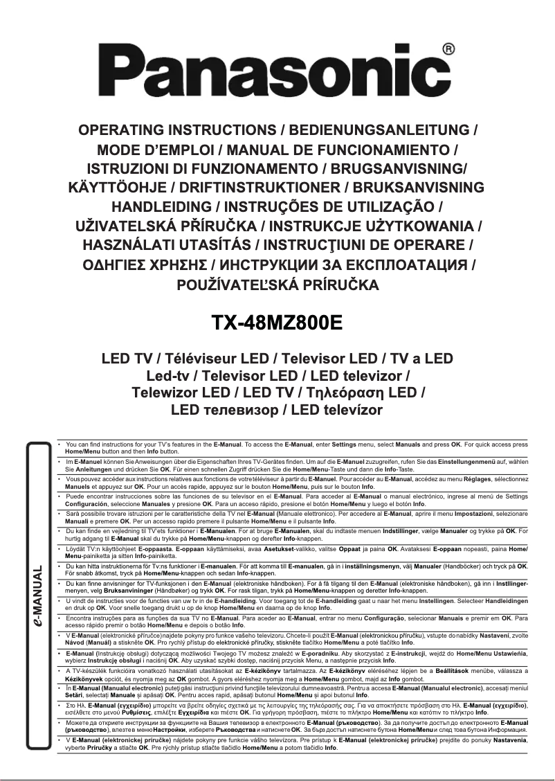 Page 1 of the manual User Manual Panasonic TX-48MZ800E