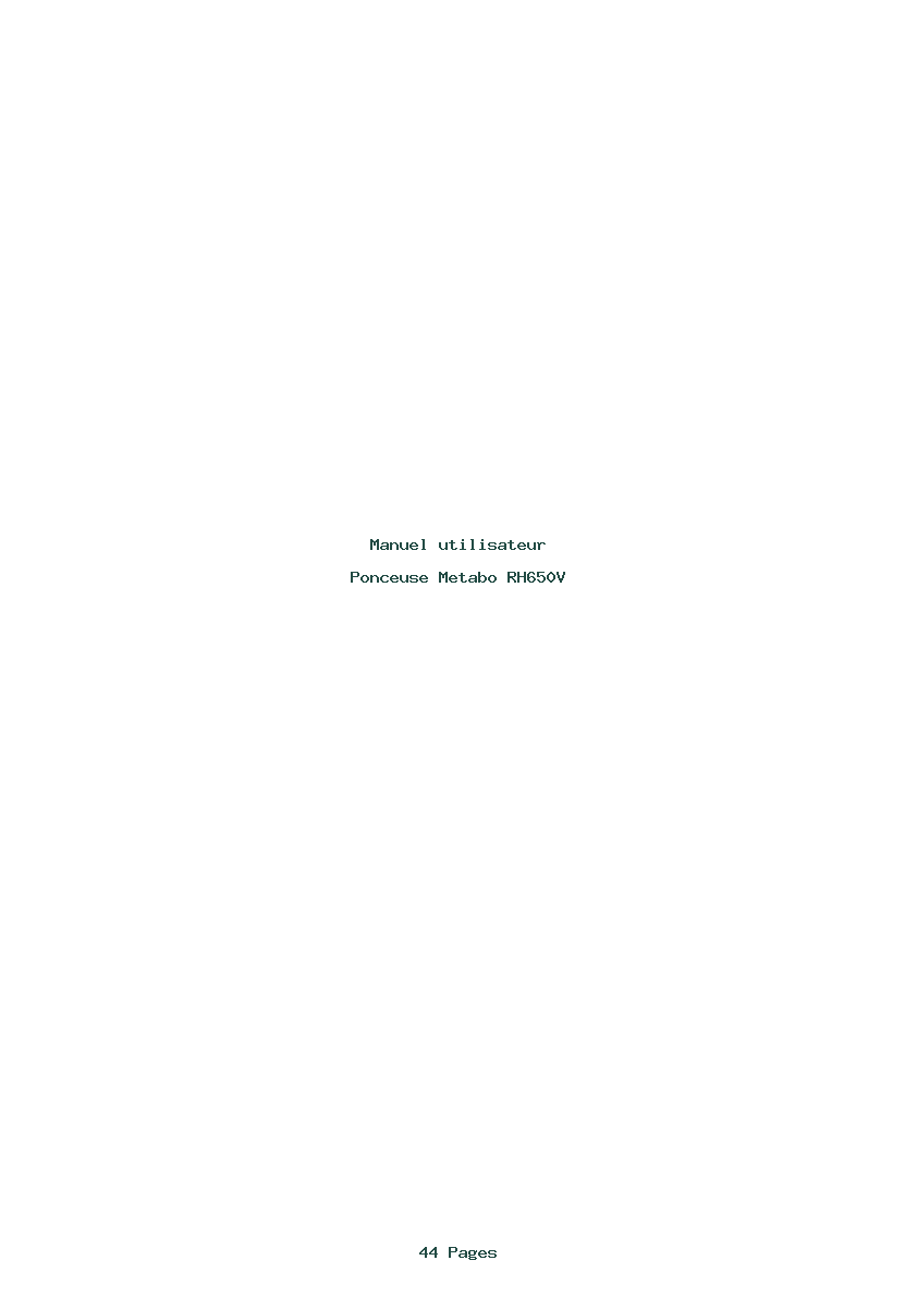 Page 1 de la notice Manuel utilisateur Metabo RH650V