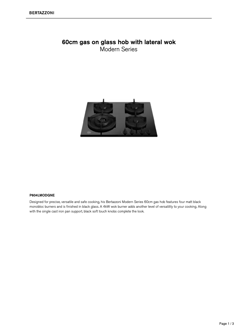 Page 1 de la notice Manuel utilisateur Bertazzoni P604LMODGNE