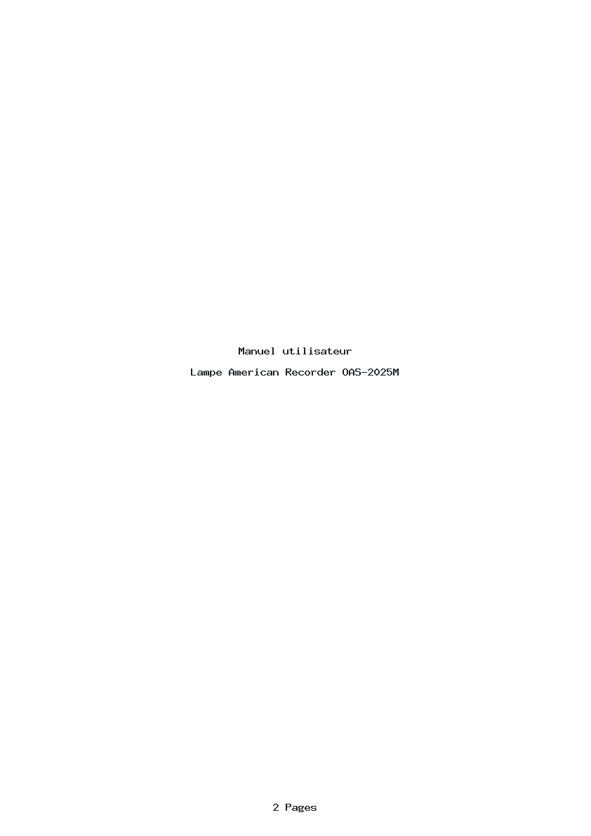Page 1 de la notice Manuel utilisateur American Recorder OAS-2025M