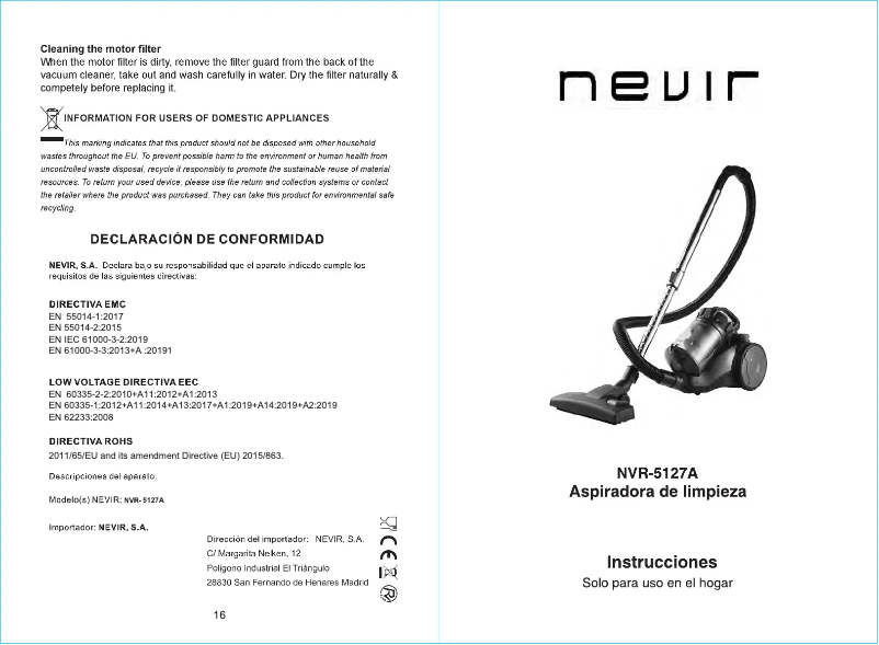Page 1 de la notice Manuel utilisateur Nevir NVR-5127A – A