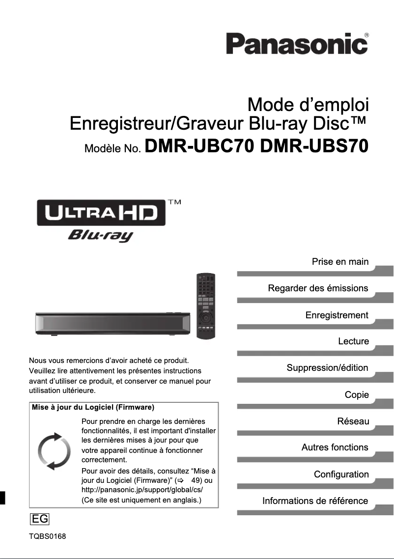 Página 1 del manual Manual de usuario Panasonic DMR-UBC70