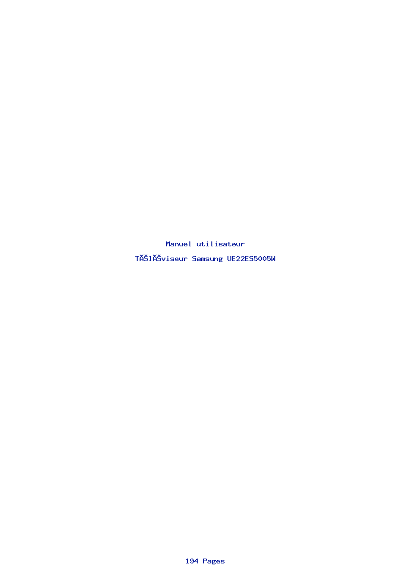 Page 1 de la notice Manuel utilisateur Samsung UE22ES5005W
