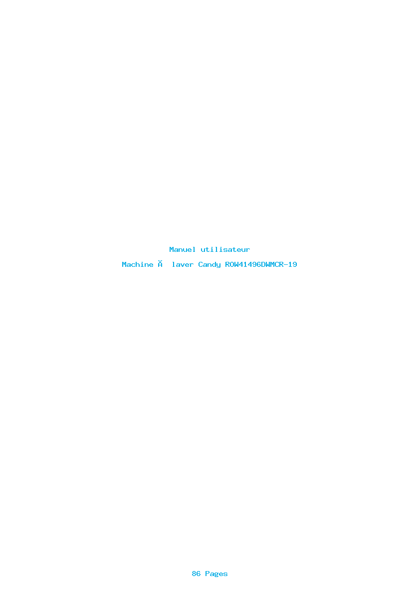 Page 1 de la notice Manuel utilisateur Candy ROW41496DWMCR-19