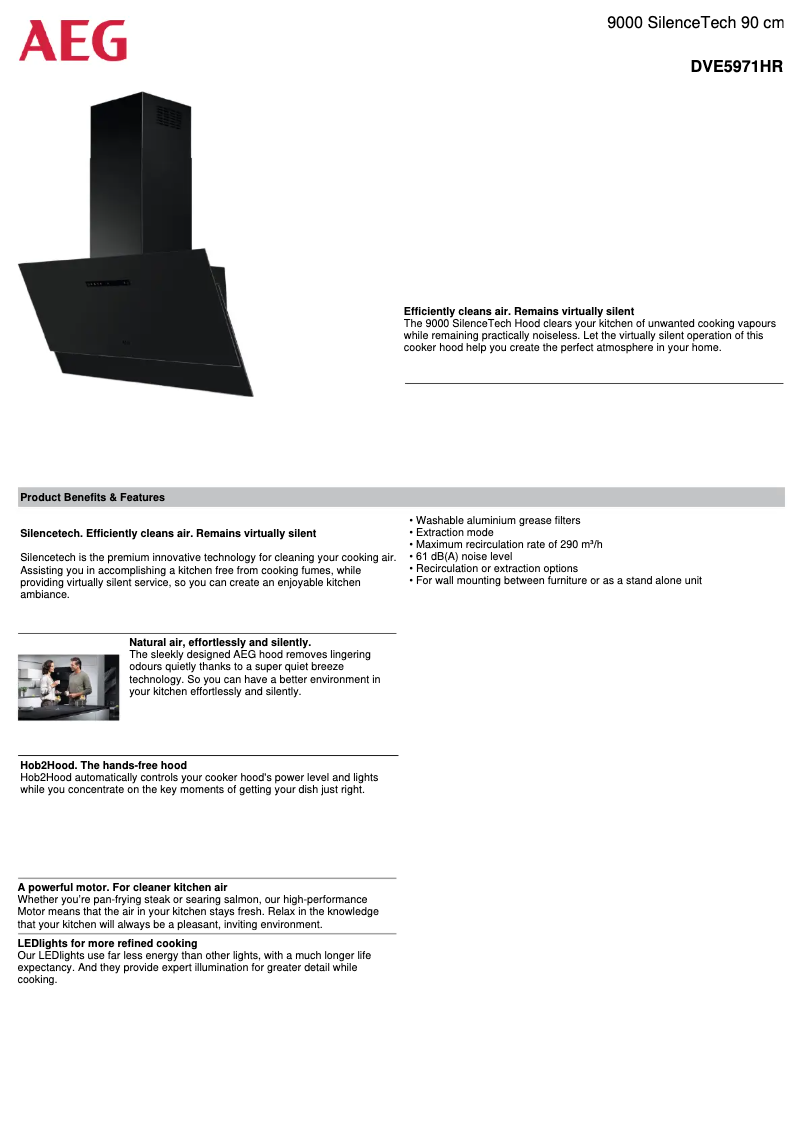 Page 1 de la notice Fiche technique AEG DVE5971HR