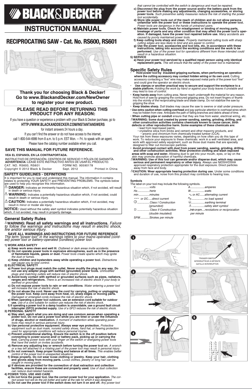 Page 1 de la notice Manuel utilisateur Black & Decker RS600