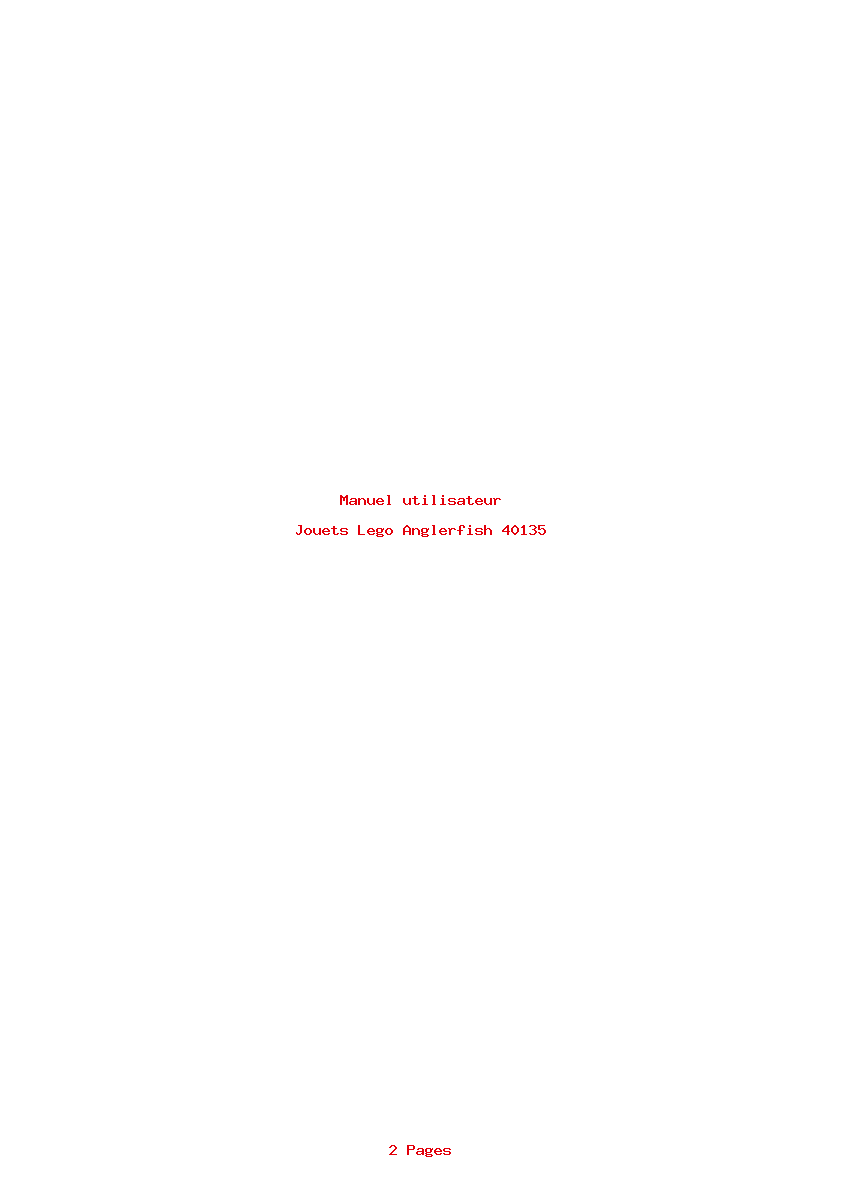 Page 1 de la notice Manuel utilisateur Lego Anglerfish 40135