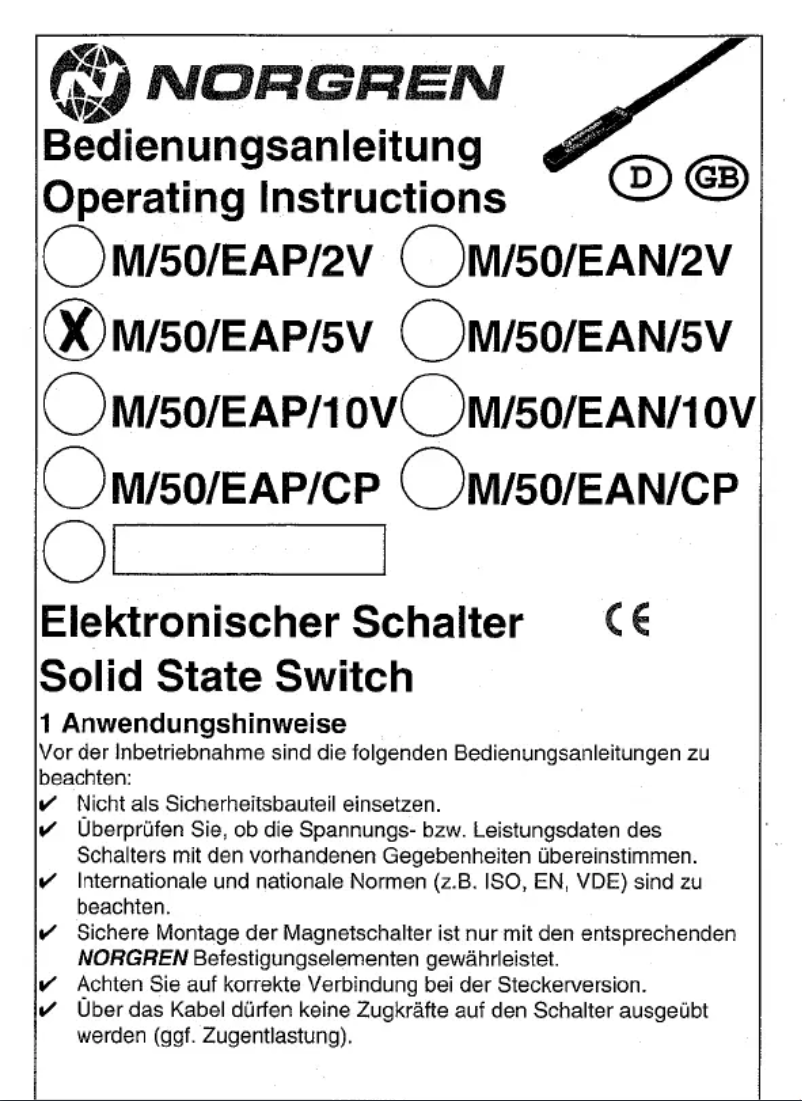 Page 1 de la notice Manuel utilisateur Norgren M/50/EAP/5V