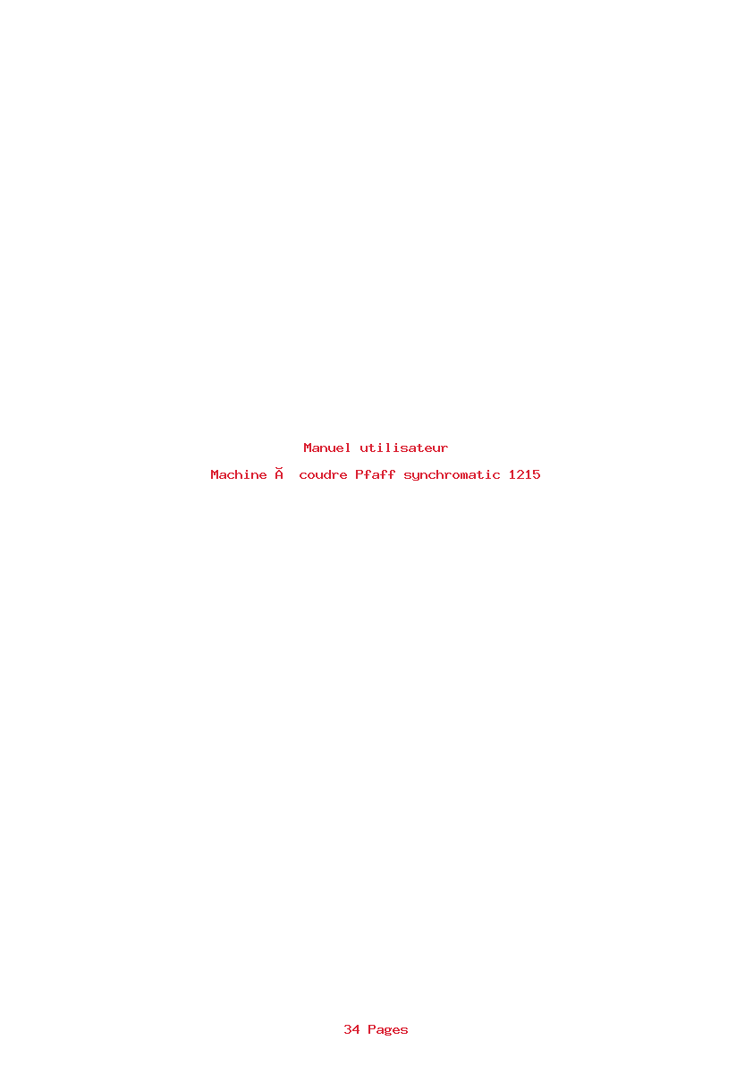 Page 1 de la notice Manuel utilisateur Pfaff synchromatic 1215