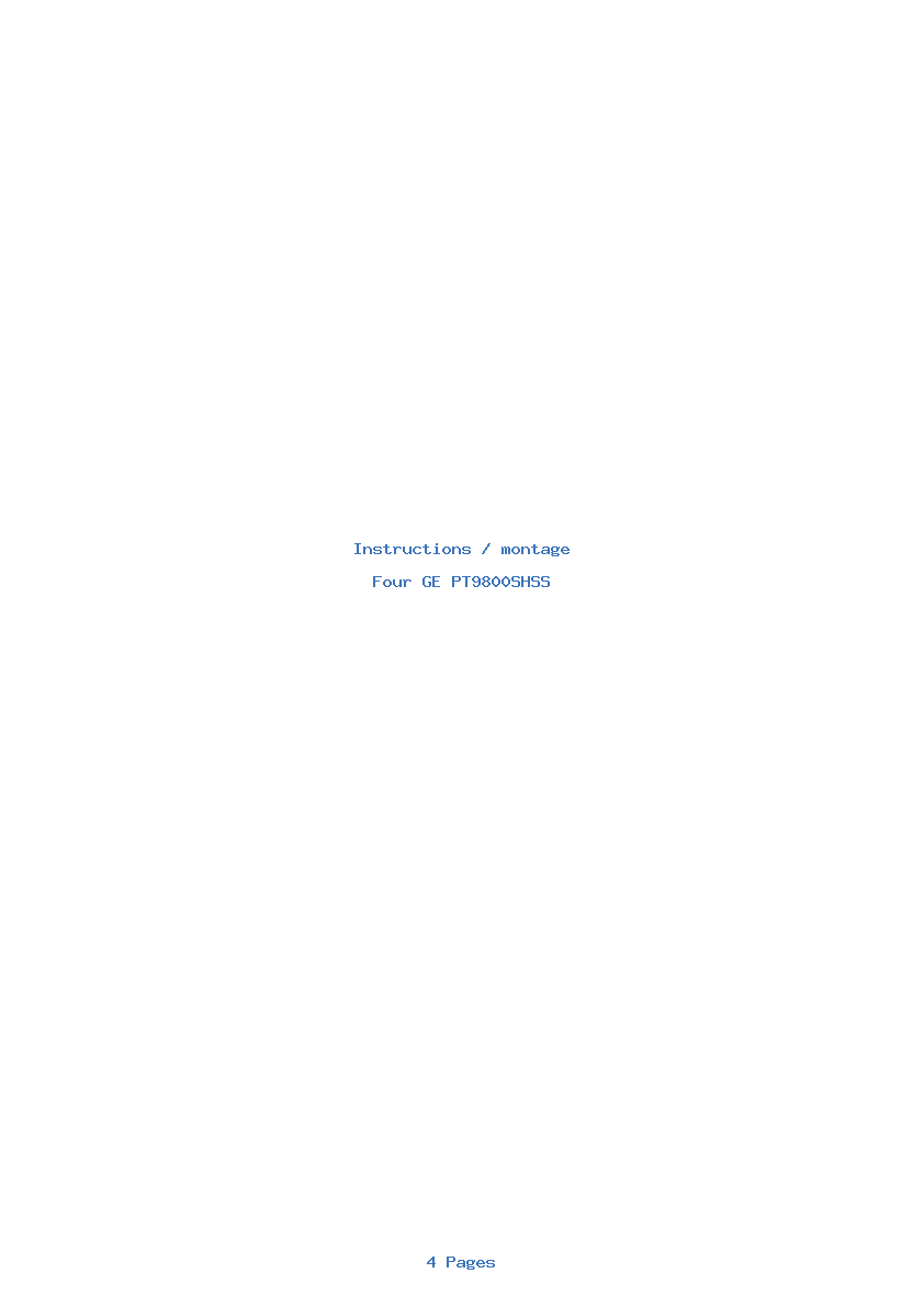 Page 1 de la notice Instructions / montage GE PT9800SHSS