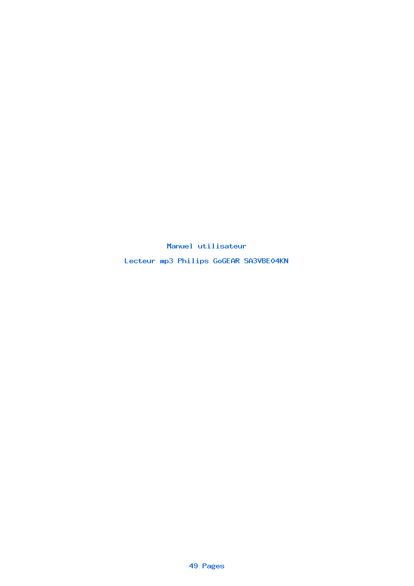 Page 1 de la notice Manuel utilisateur Philips GoGEAR SA3VBE04KN