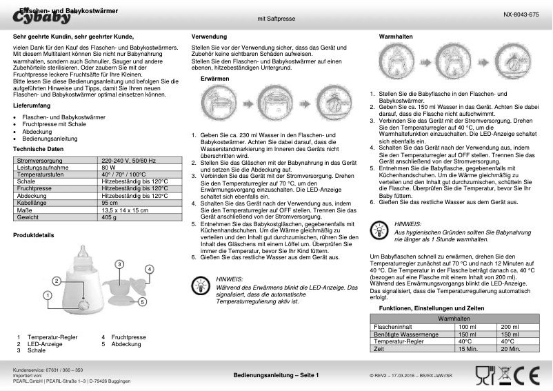 Page 1 of the manual User Manual Cybaby NX-8043-675