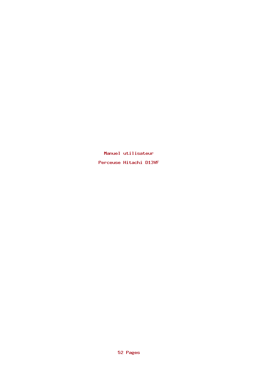 Page 1 de la notice Manuel utilisateur Hitachi D13VF