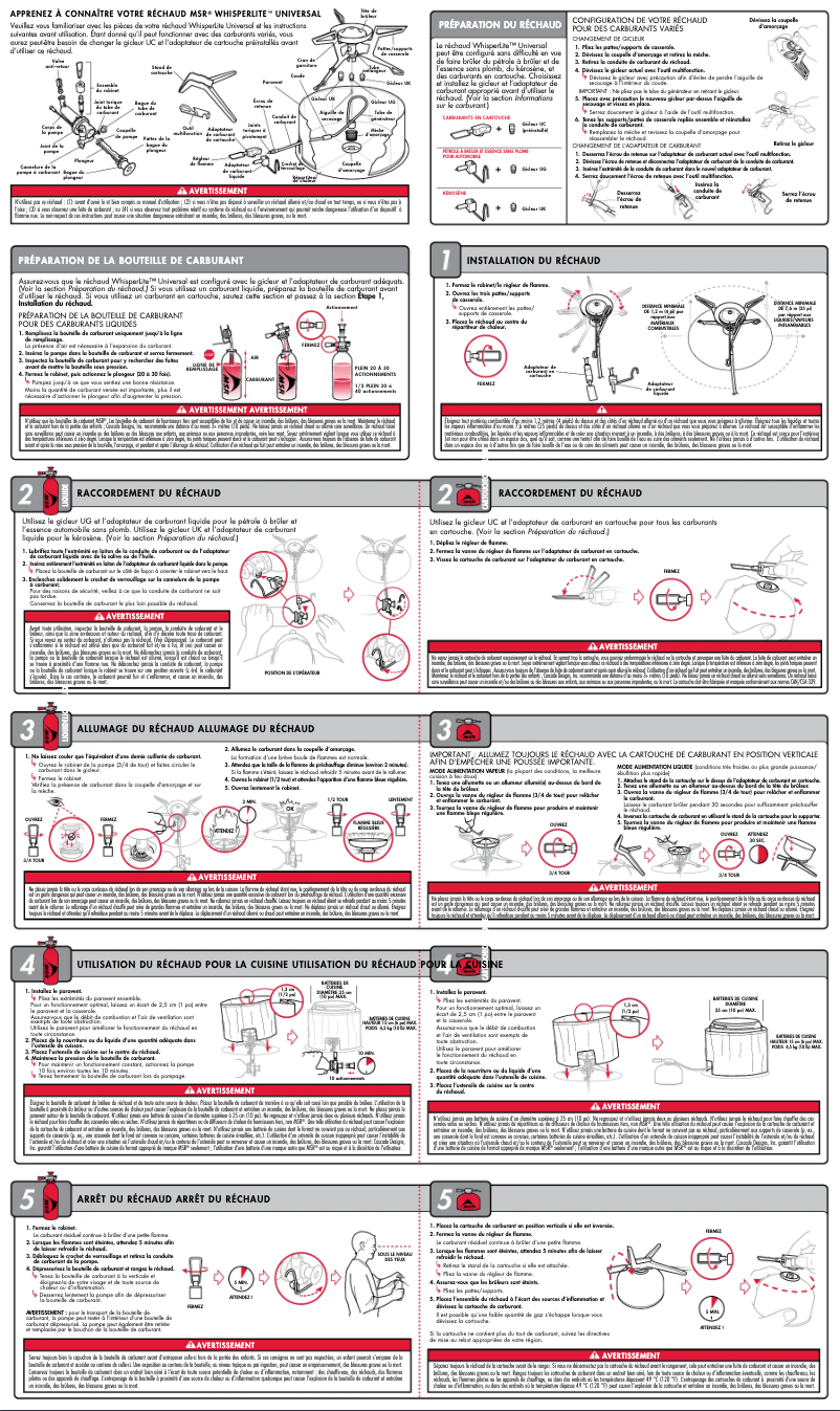 Page 1 de la notice Manuel utilisateur MSR WhisperLite