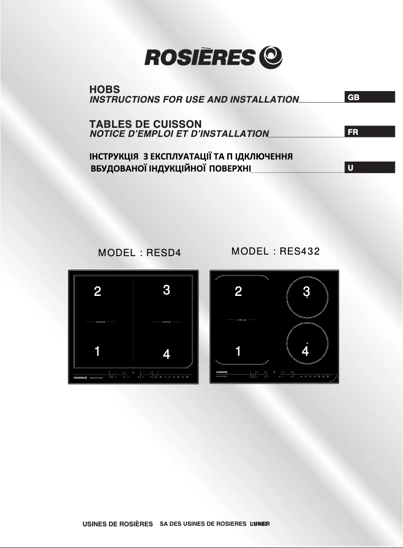 Page 1 de la notice Manuel utilisateur Rosieres RES D4