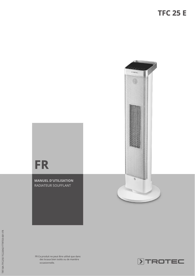 Page 1 de la notice Manuel utilisateur Trotec TFC 25 E