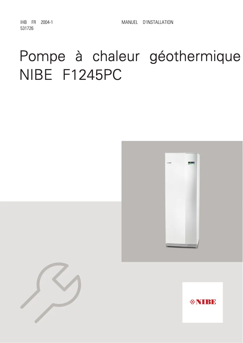 Page 1 de la notice Fiche technique Nibe F1245-10