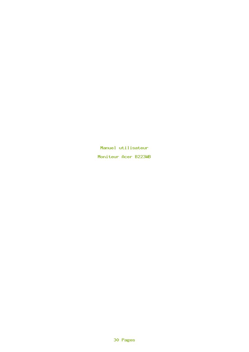 Page 1 de la notice Manuel utilisateur Acer B223WB