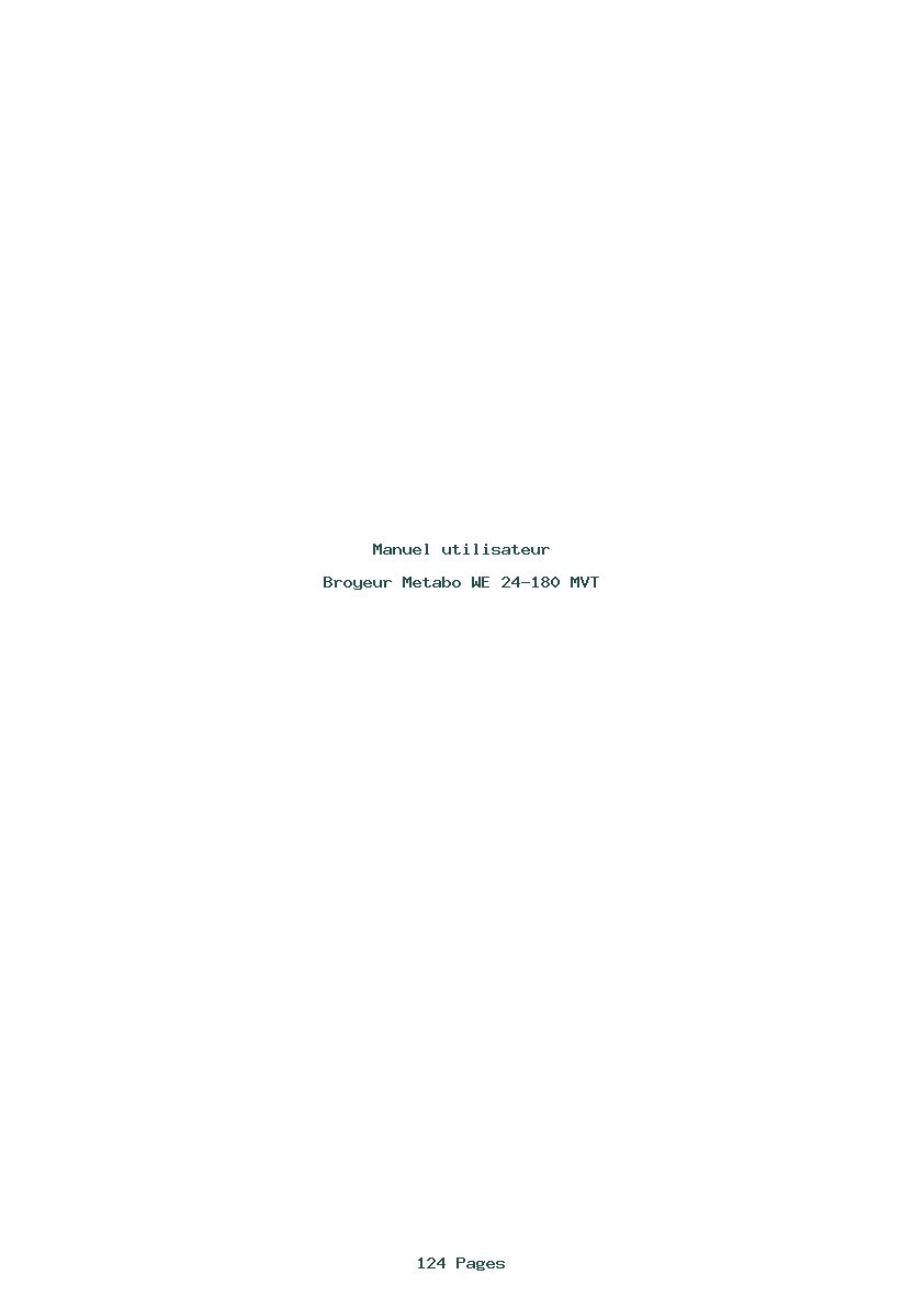 Page 1 de la notice Manuel utilisateur Metabo WE 24-180 MVT