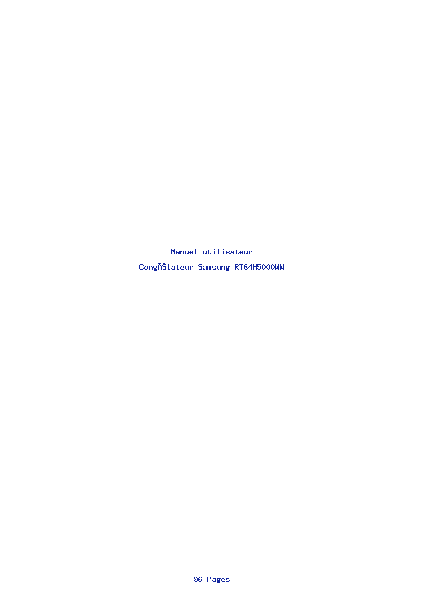 Page 1 de la notice Manuel utilisateur Samsung RT64H5000WW