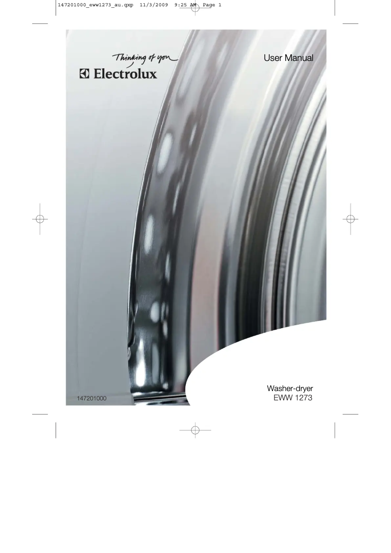 Page 1 de la notice Manuel utilisateur Electrolux EWW1273