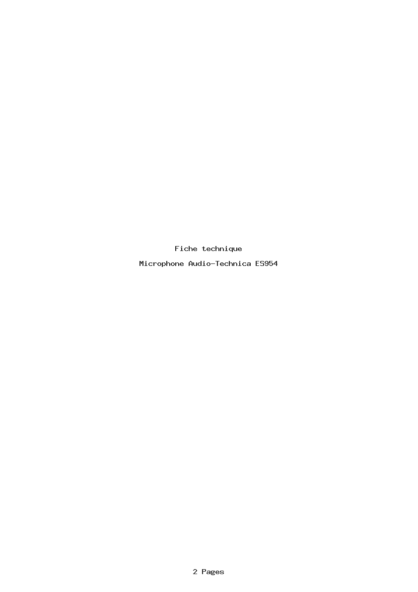 Page 1 de la notice Fiche technique Audio-Technica ES954