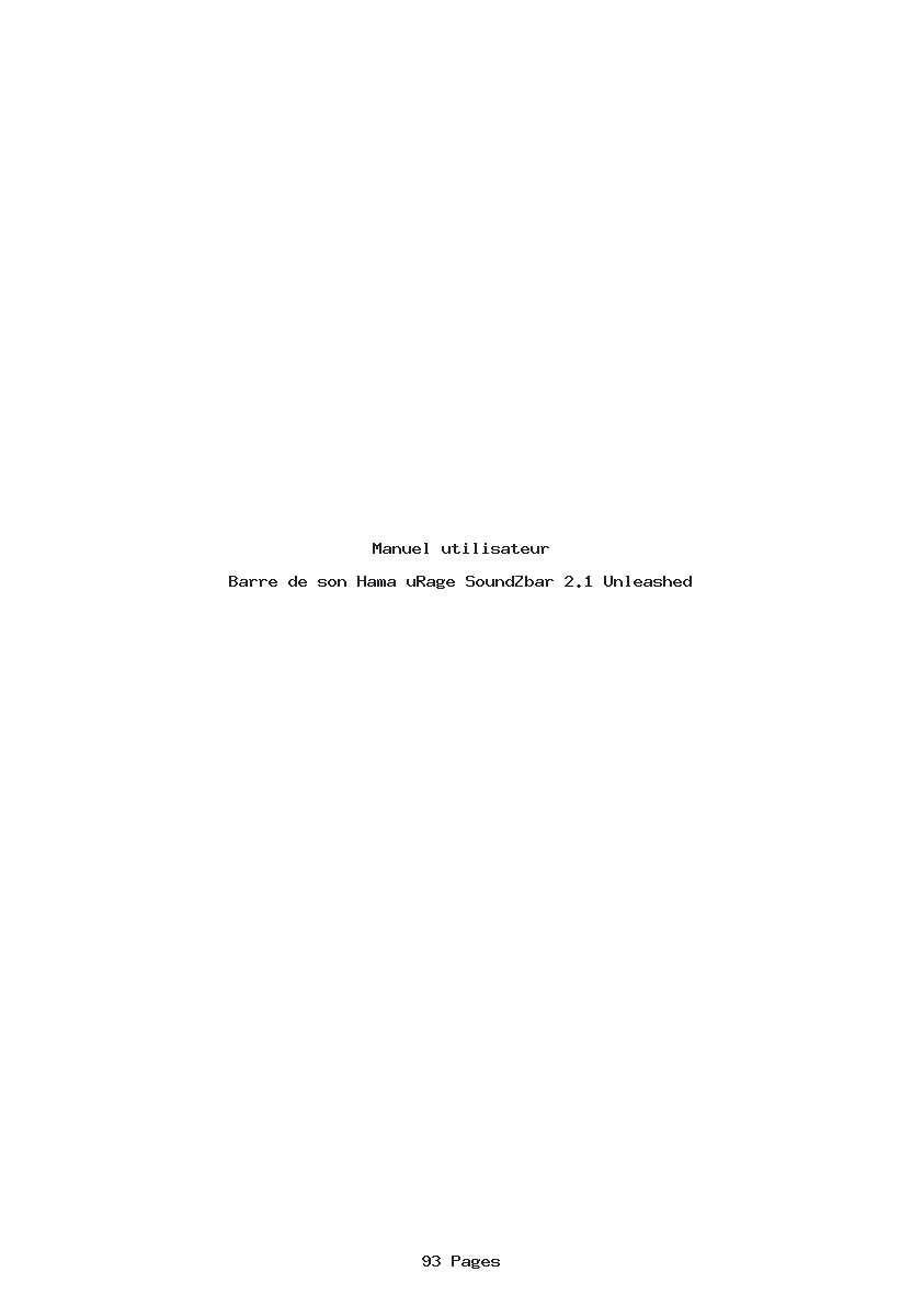 Page 1 de la notice Manuel utilisateur Hama uRage SoundZbar 2.1 Unleashed