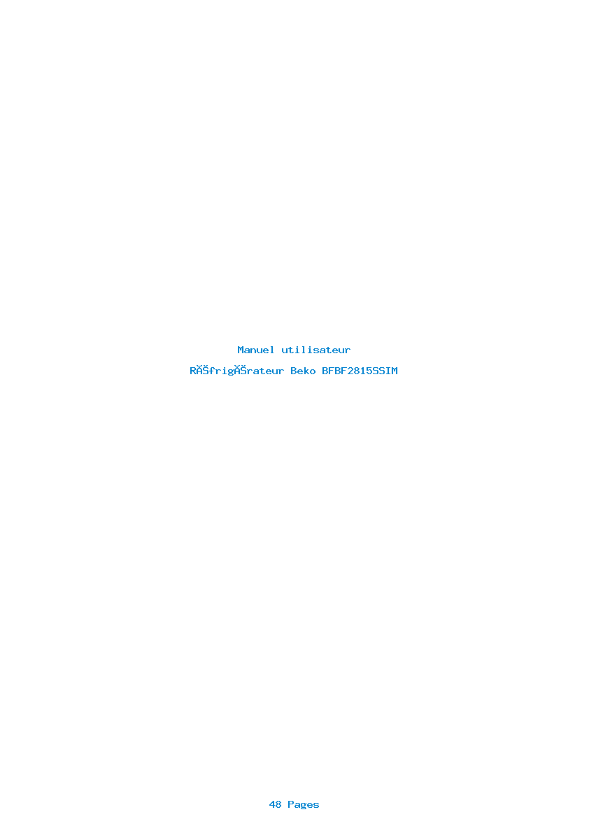Page 1 de la notice Manuel utilisateur Beko BFBF2815SSIM