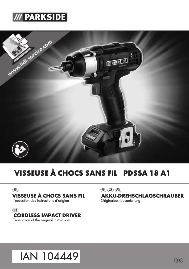 Page 1 de la notice Manuel utilisateur Parkside PDSSA 18 A1