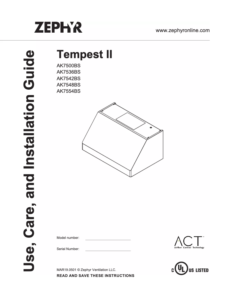 Página 1 del manual Manual de usuario Zephyr AK7500BS